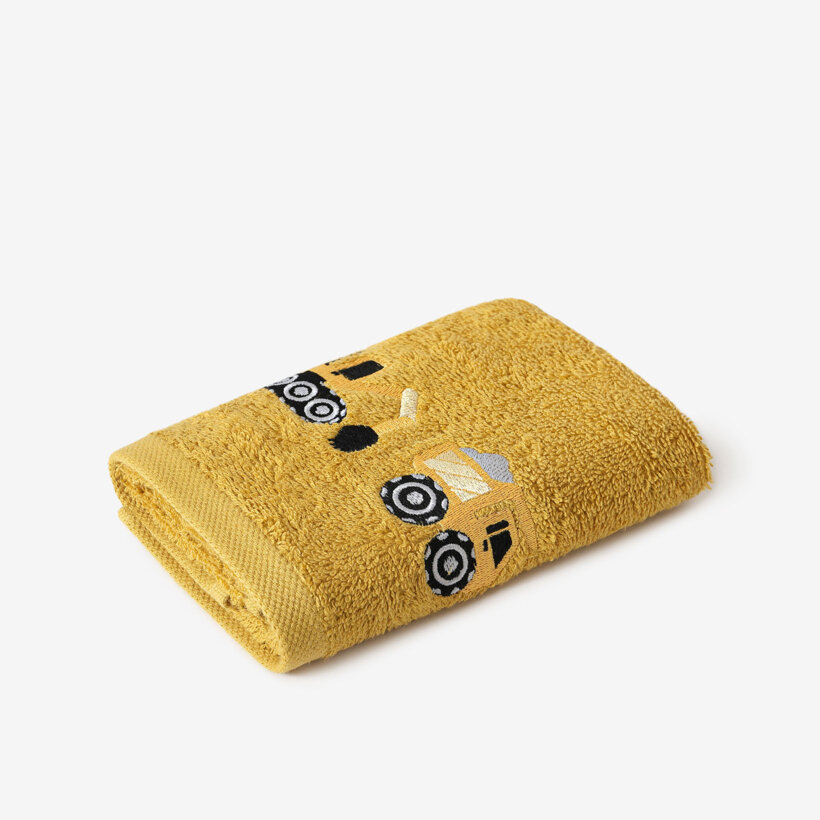 Kinder-Frottierhandtuch - Bagger in Senf