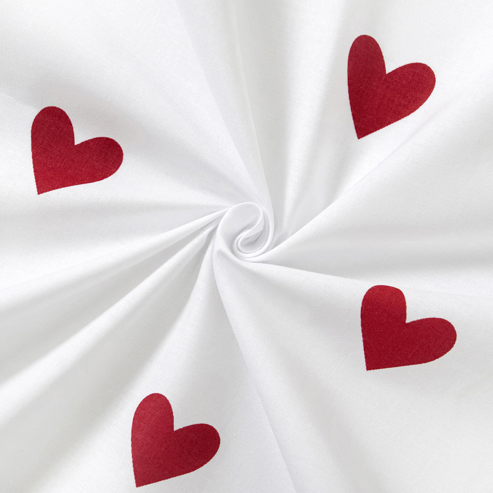Baumwollstoff - Rote Herzchen auf Weiß