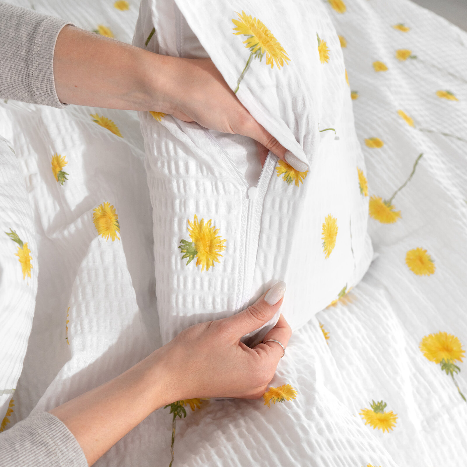Seersucker Bettwäsche - Löwenzahn