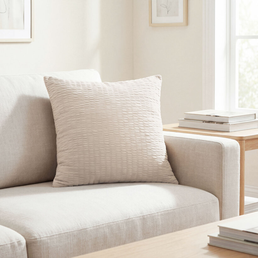 Seersucker-Kissenbezug - latte