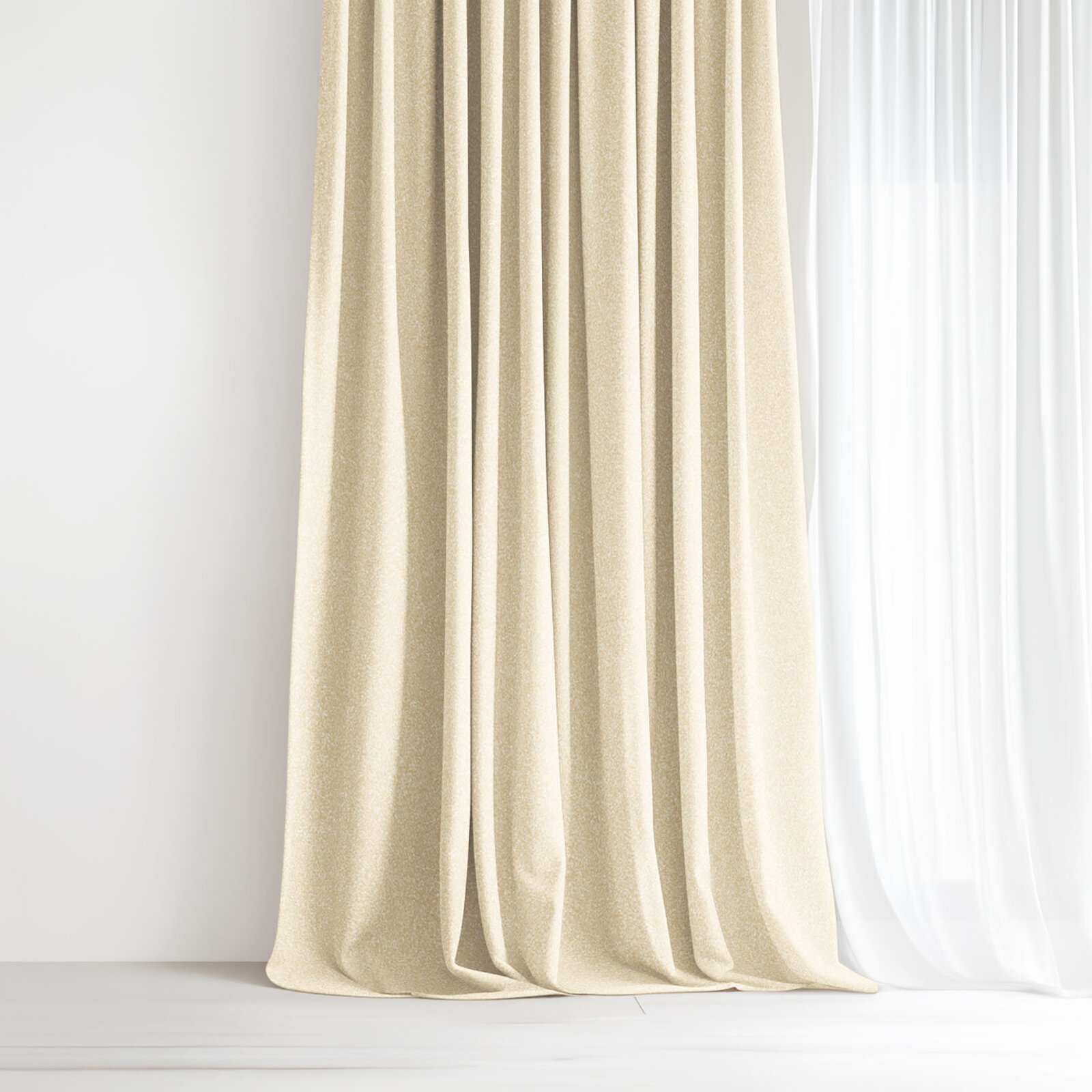 Exklusiver Weihnachtsvorhang - goldfarbe mit Glitzereffekt
