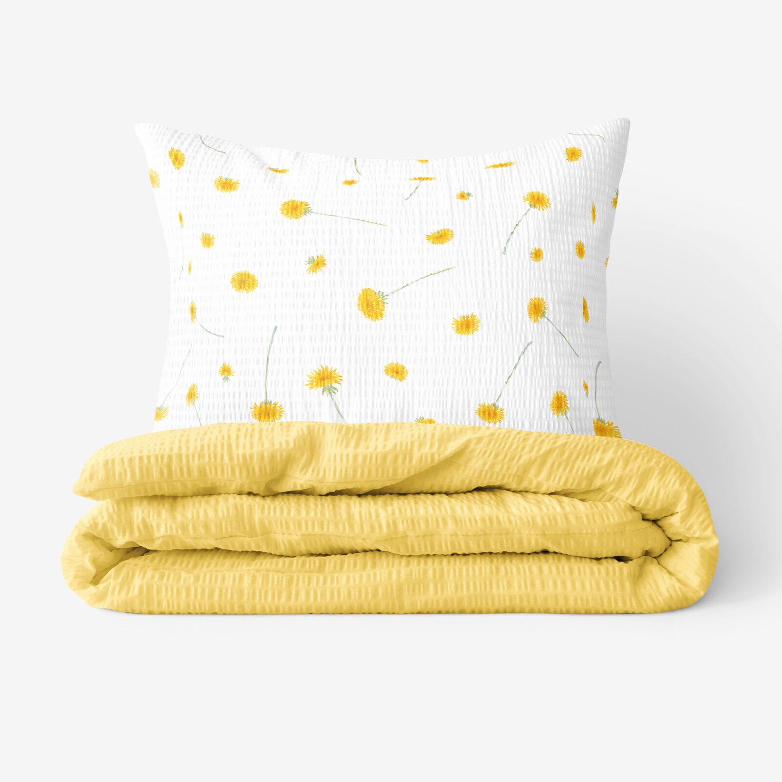 Seersucker Bettwäsche Duo - Löwenzahn mit gelb