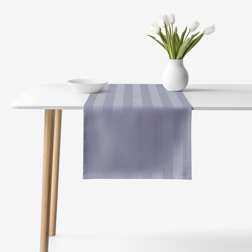 Festliche Damast-Tischläufer - dunkelgraue Streifen mit Satin-Glanz