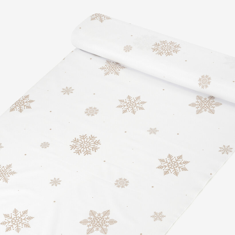 Weihnachtlicher Baumwollstoff - Schneeflocken auf Weiß