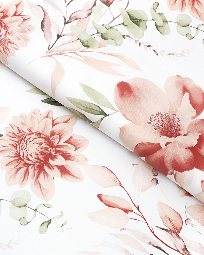Baumwollstoff Deluxe - aquarelle Blumen