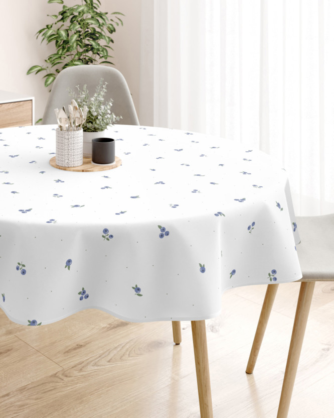 Runde Tischdecke 100% Baumwolle - Heidelbeeren