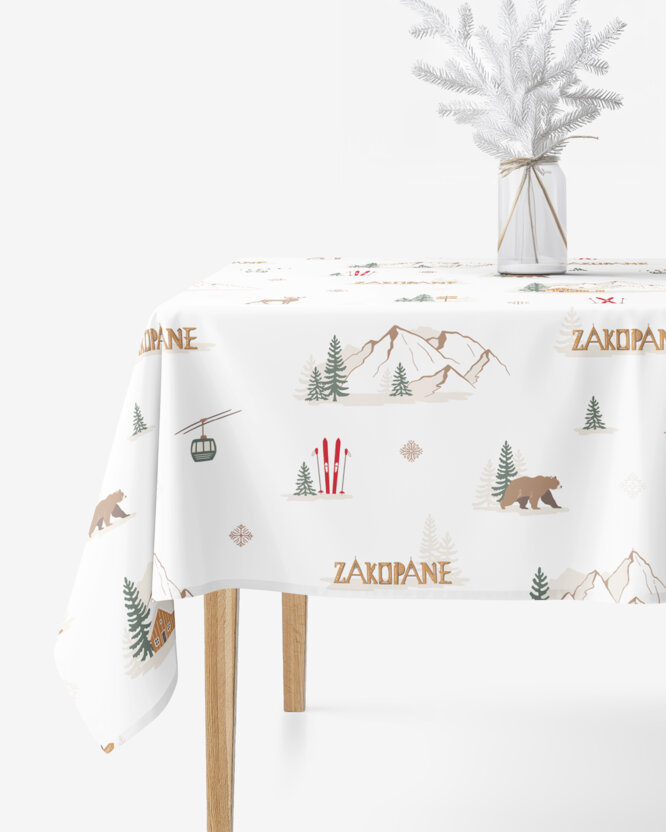 Eckige weihnachtliche Tischdecke 100% Baumwolle - Zakopane