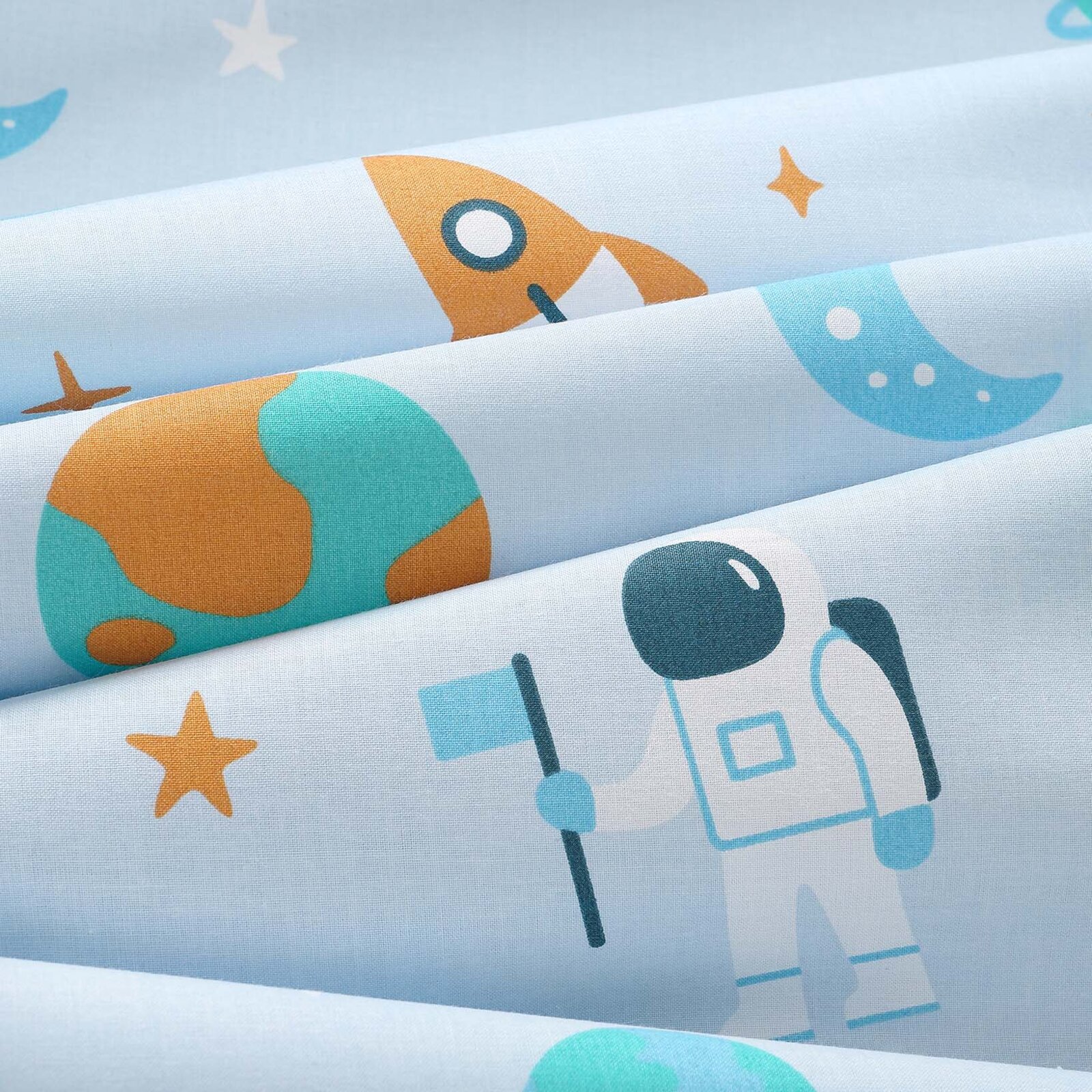 Vorhang aus Baumwolle Kindermotive - Astronauten im Weltraum