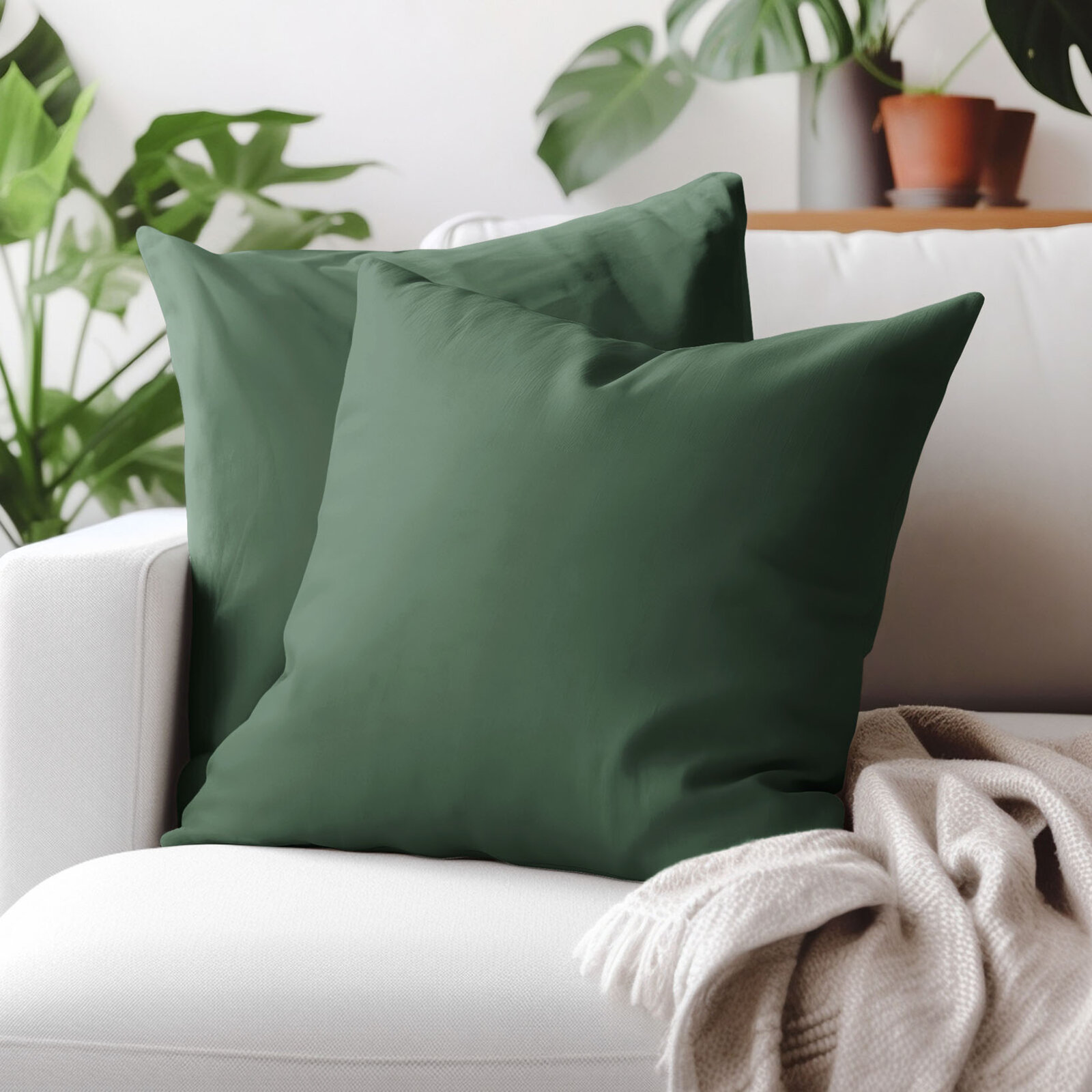 Kissenbezug aus Baumwolle - dunkelgrün