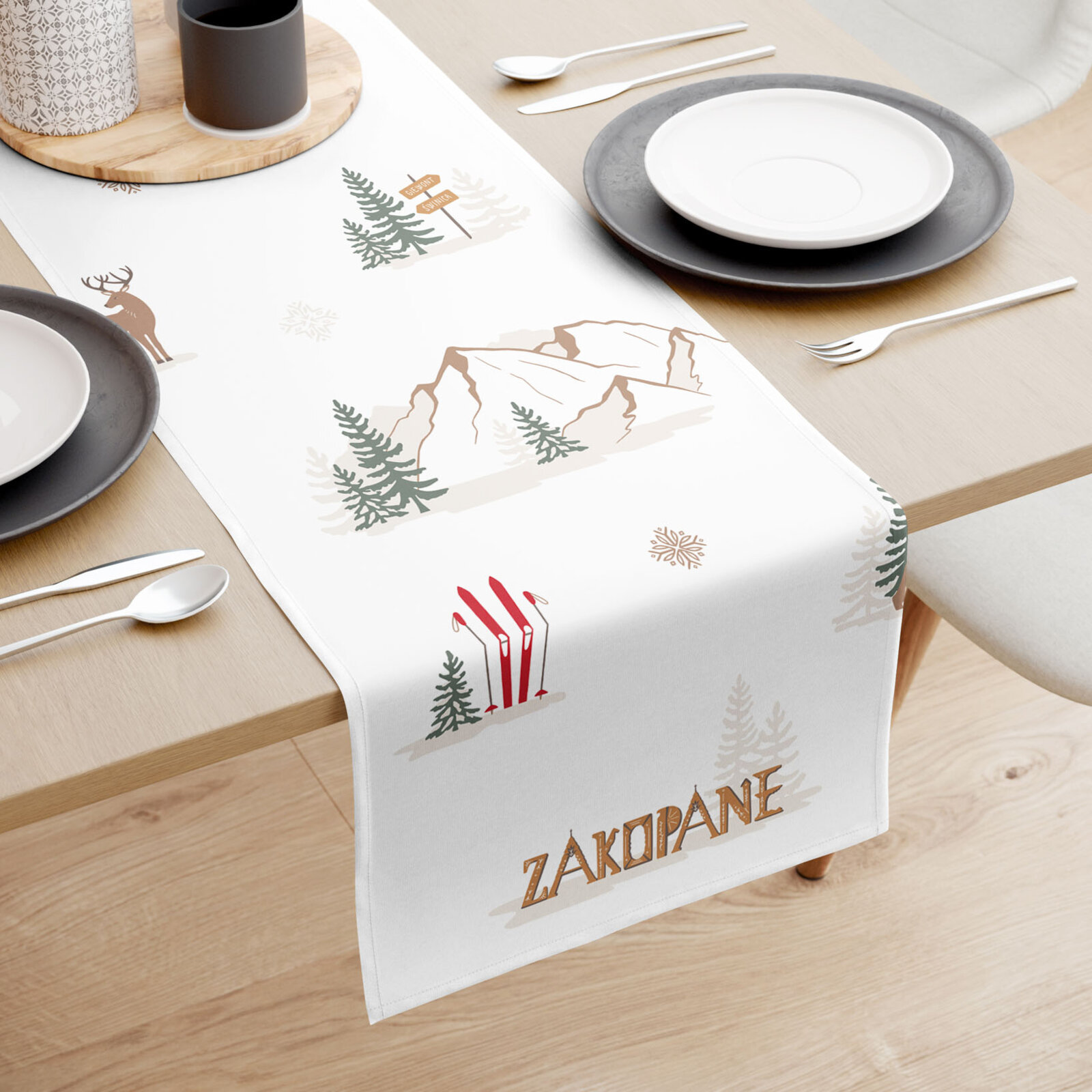 Weihnachtlicher Tischläufer aus 100% Baumwolle - Zakopane