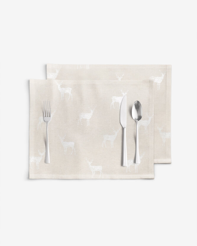 Weihnachtliches Tischset Natura - Hirsche auf natürlichem - Set 2 Stücke