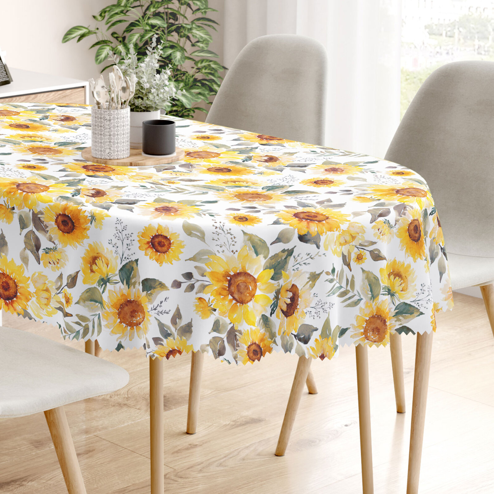 Ovale Tischdecke Teflon - Sonnenblumen