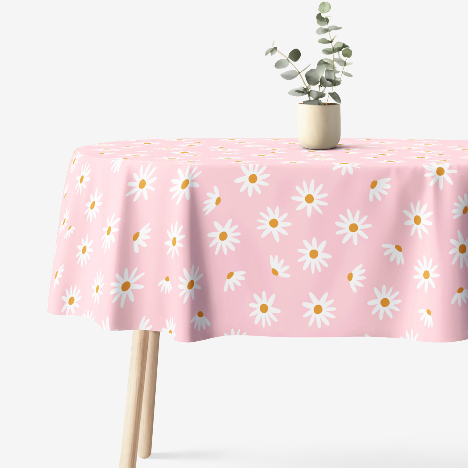Ovale Tischdecke aus 100% Baumwolle - Margerite Blumen