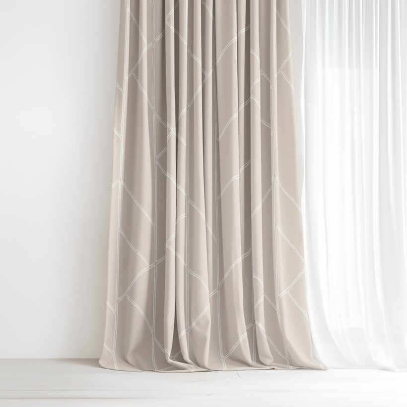 Vorhang aus Baumwolle - Geometrische Linien auf Latte