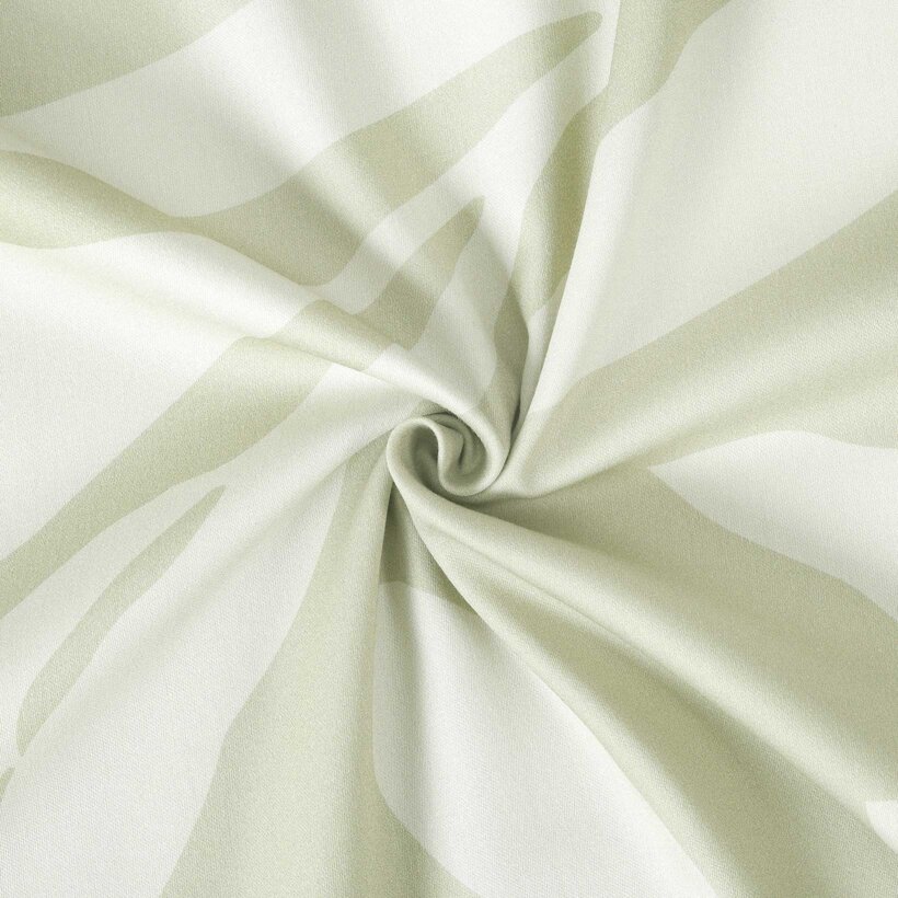 Mako-Satin - Abstrakte Blätter auf Pastellgrün