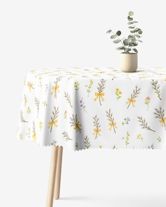 Ostern Ovale Tischdecke Teflon - Weidenkätzchen