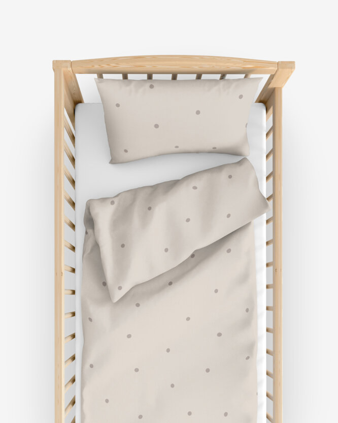 Bettwäsche für Babybetten aus Baumwolle - Pünktchen auf Beige