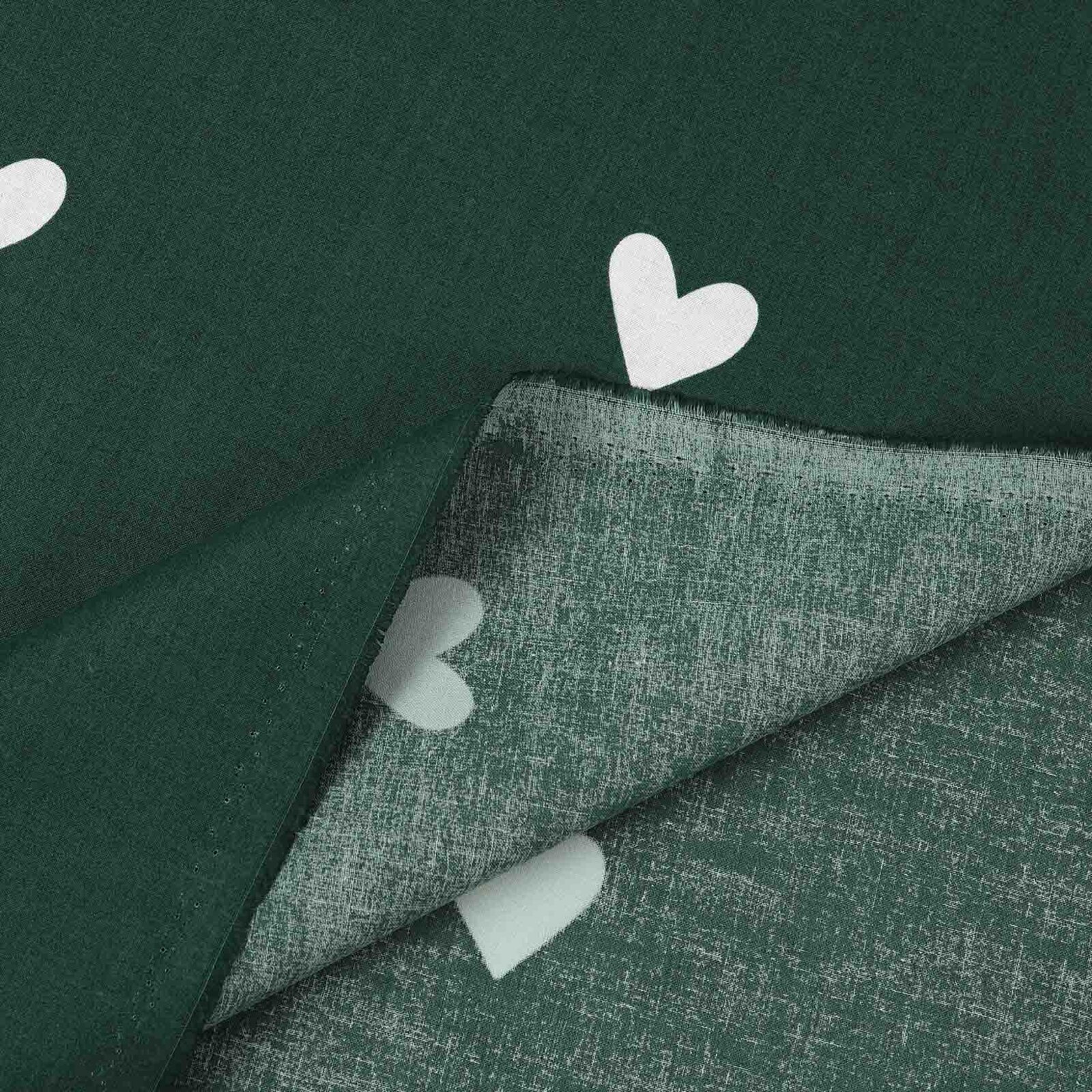 Weihnachtlicher Baumwollstoff - Herzchen auf Dunkelgrün