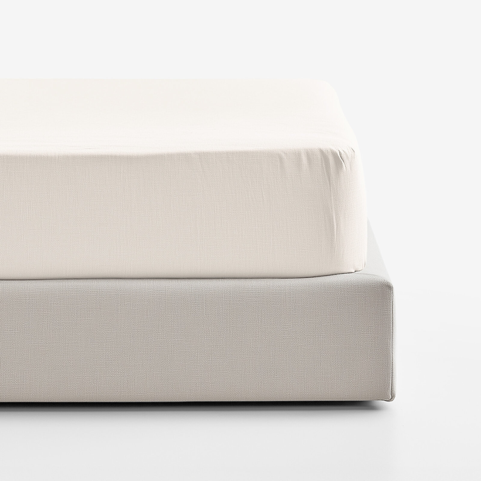 Spannbettlaken aus Leinenmischung - elfenbein