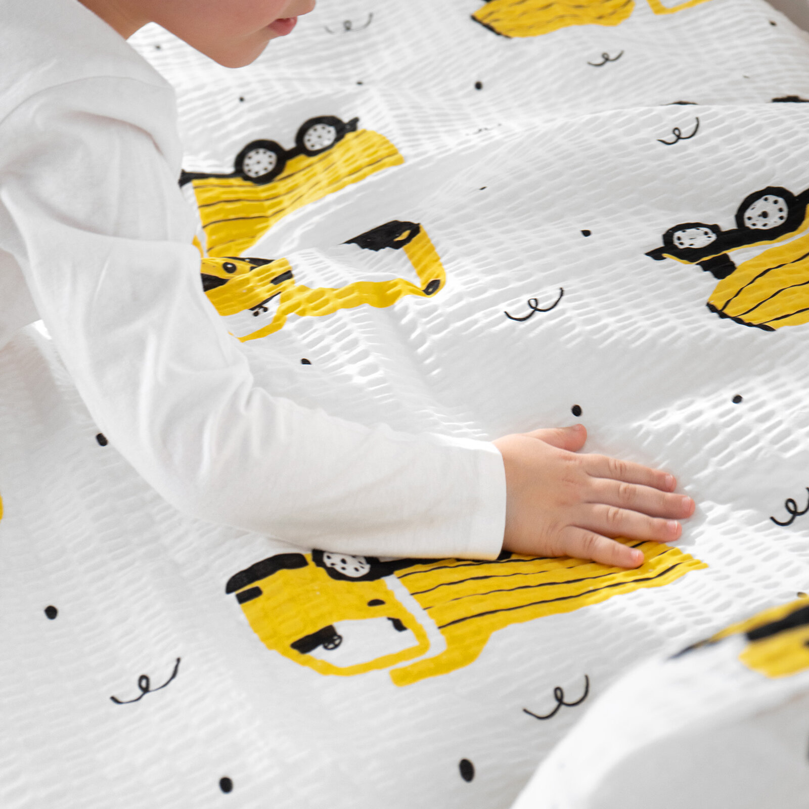 Kinder - Seersucker Bettwäsche - Bagger und Baufahrzeuge