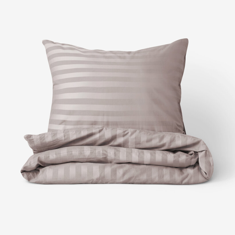 Damast-Bettwäsche - graubraun Streifen mit Satin-Glanz