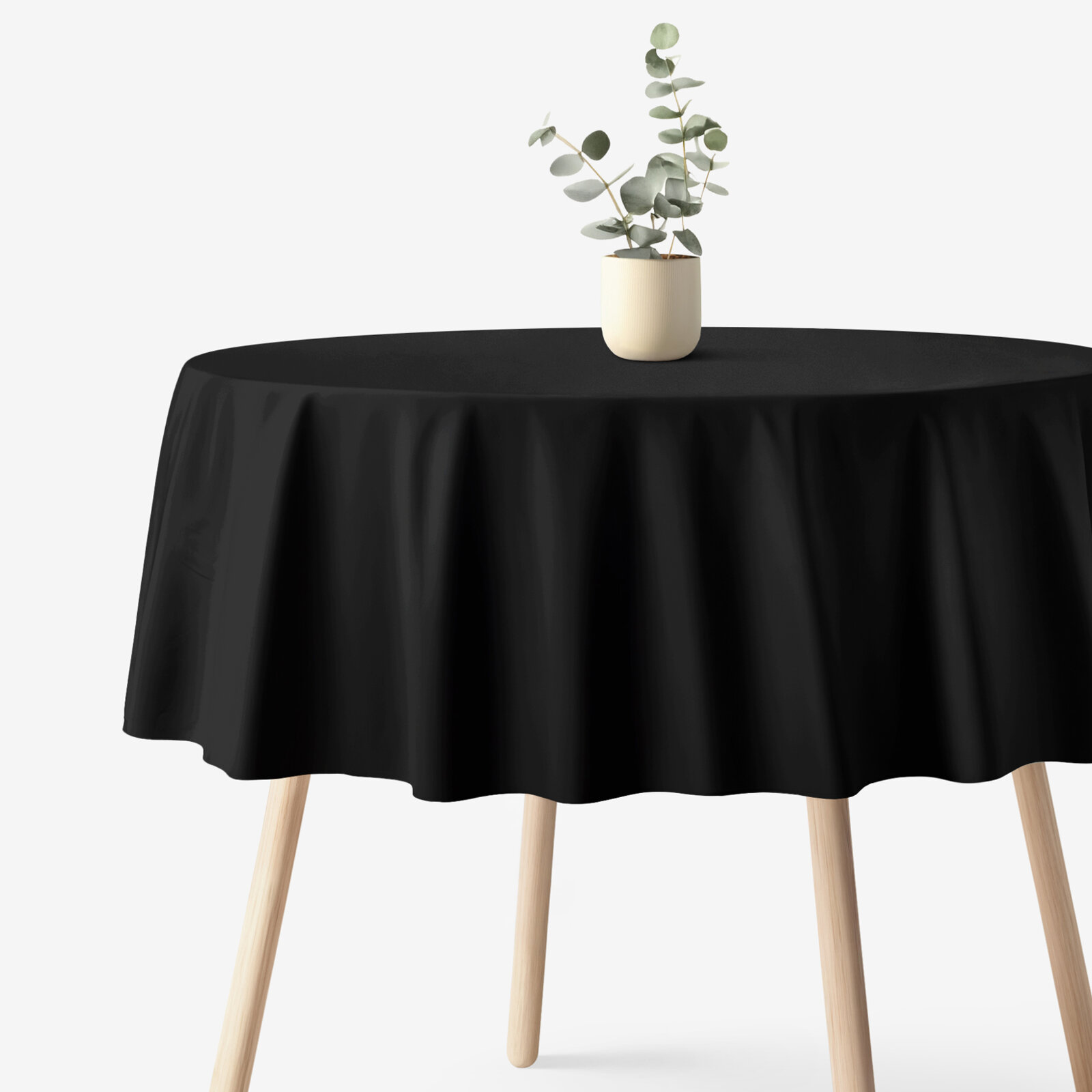 Runde Tischdecke 100% Baumwolle - schwarz