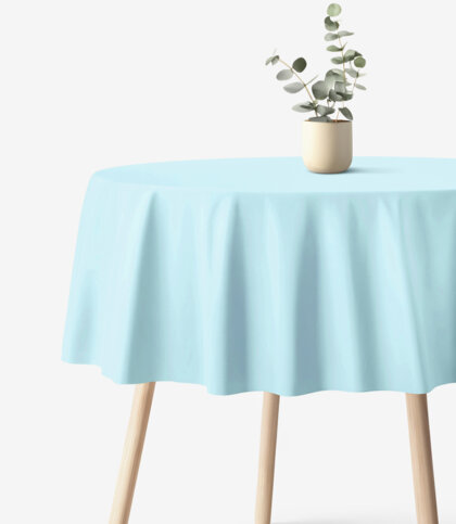 Runde Tischdecke 100% Baumwolle - himmelblau