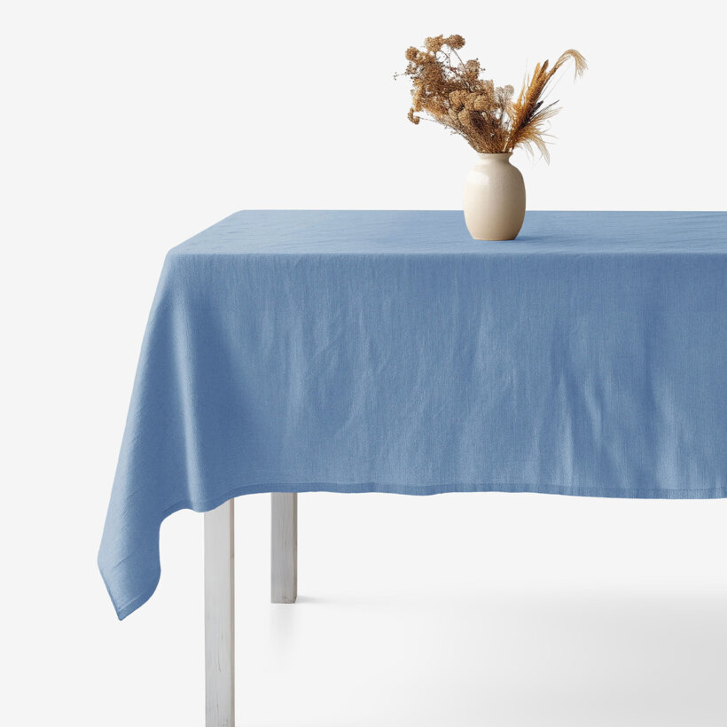 Quadratische Tischdecke aus Leinenmischung - blau