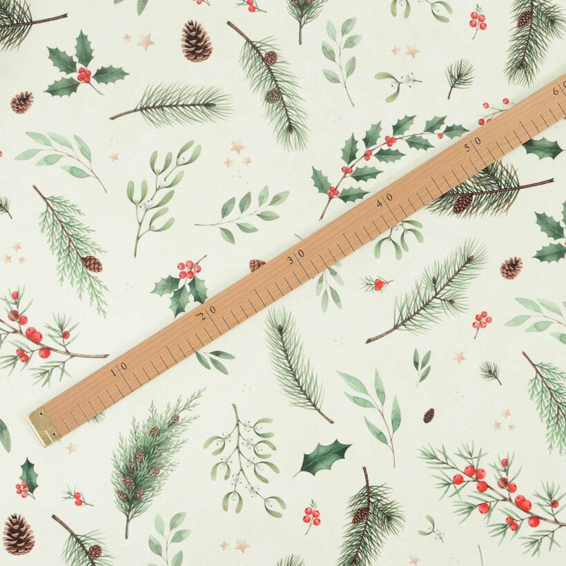 Weihnachtlicher Teflonstoff für Tischdecken – Winterzweige