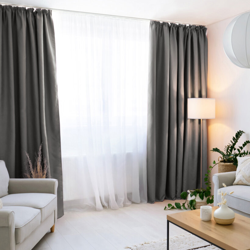 Blackout Verdunkelungsvorhang mit Satin-Glanz - grau