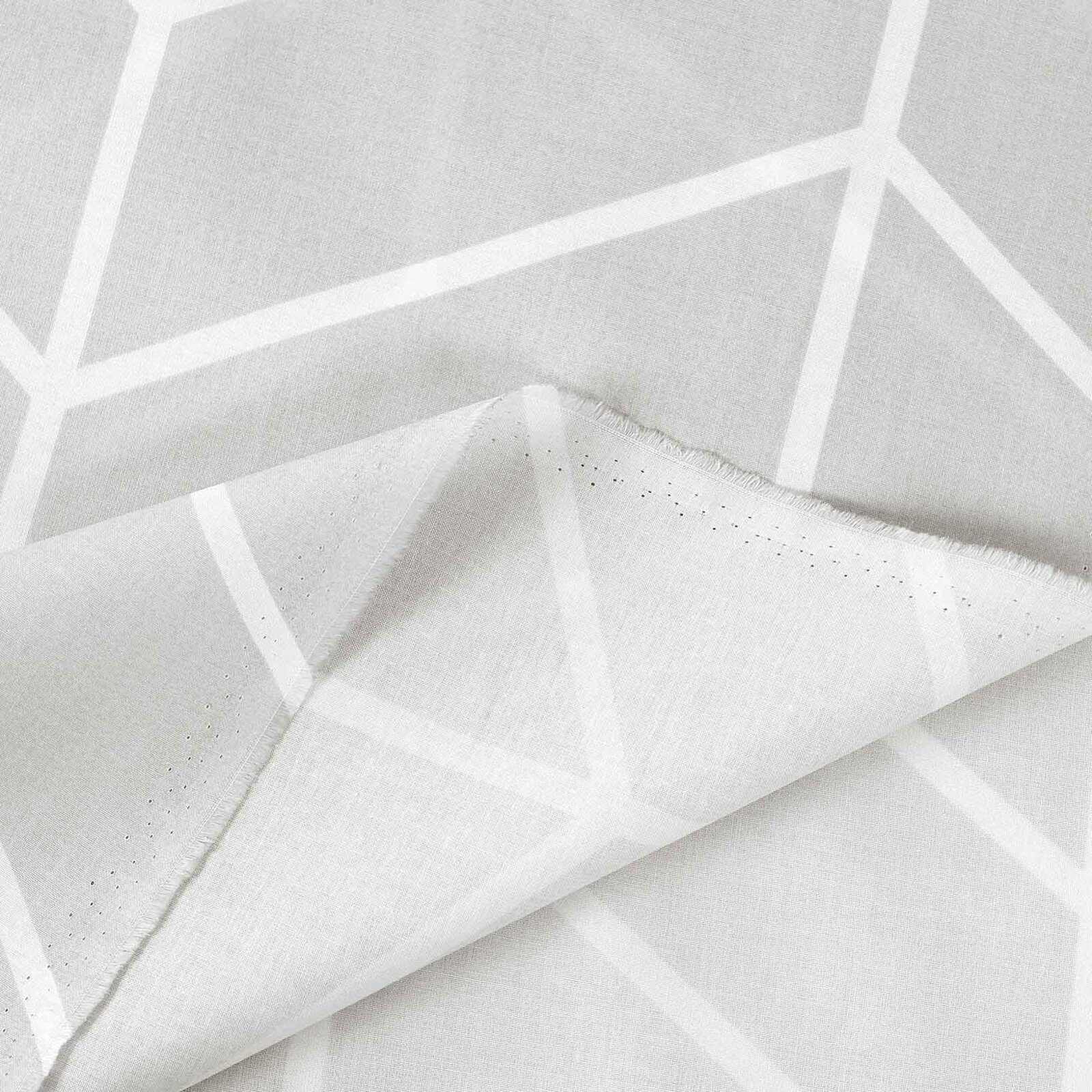 Baumwollstoff - Weißer Zickzack auf Grau