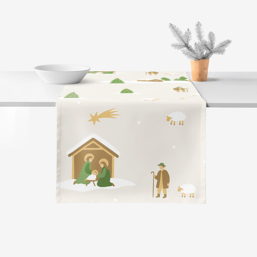 Weihnachtlicher Tischläufer aus 100% Baumwolle - Weihnachtslieder