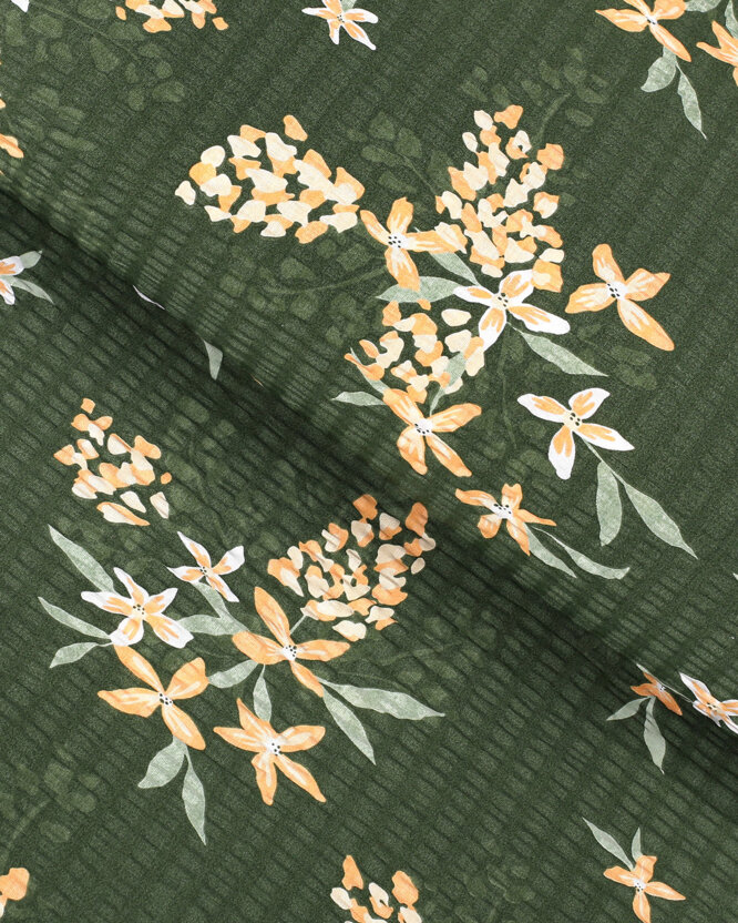 Seersucker - apricotfarbene Blumen