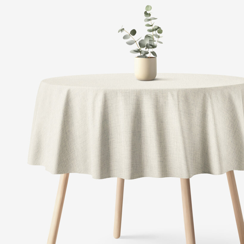 Runde Tischdecke 100% Baumwolle - naturfarben, ungebleicht