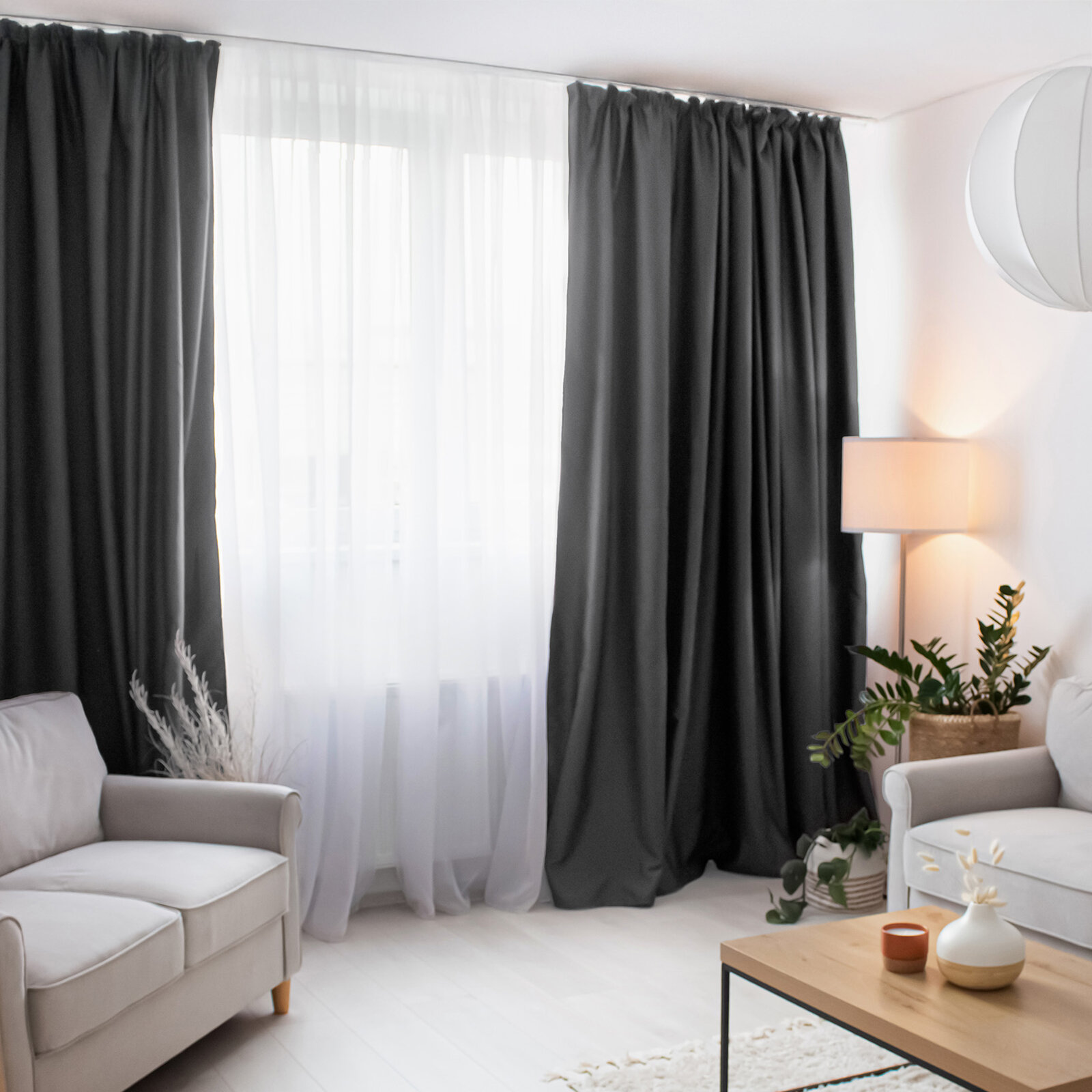 Blackout Verdunkelungsvorhang mit Satin-Glanz - dunkelgrau