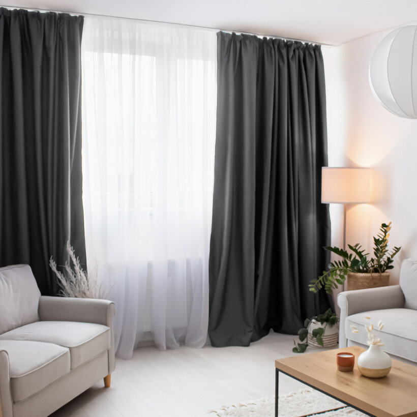 Blackout Verdunkelungsvorhang mit Satin-Glanz - dunkelgrau