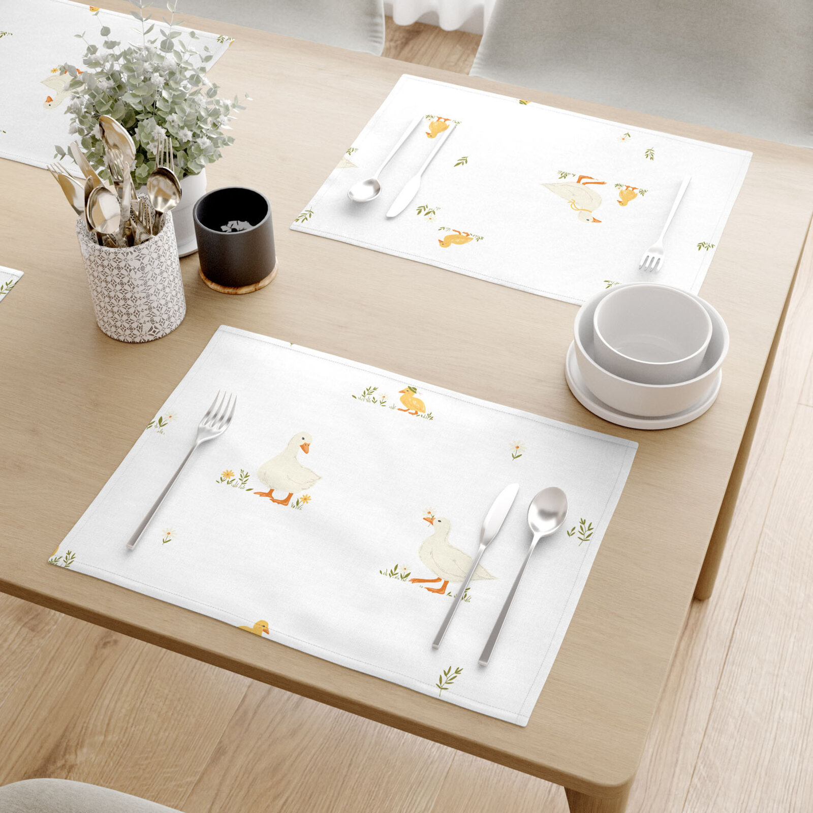 Ostern Tischset 100% Baumwolle - Enten - 2 Stück