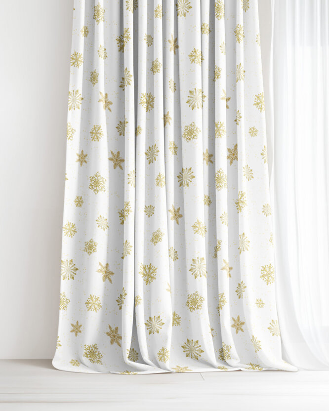Weihnachtlicher Dekorativer Vorhang – Goldene Schneeflocken
