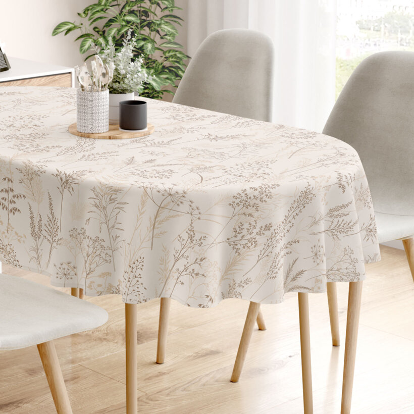Ovale Tischdecke aus 100% Baumwolle - Altweibersommer