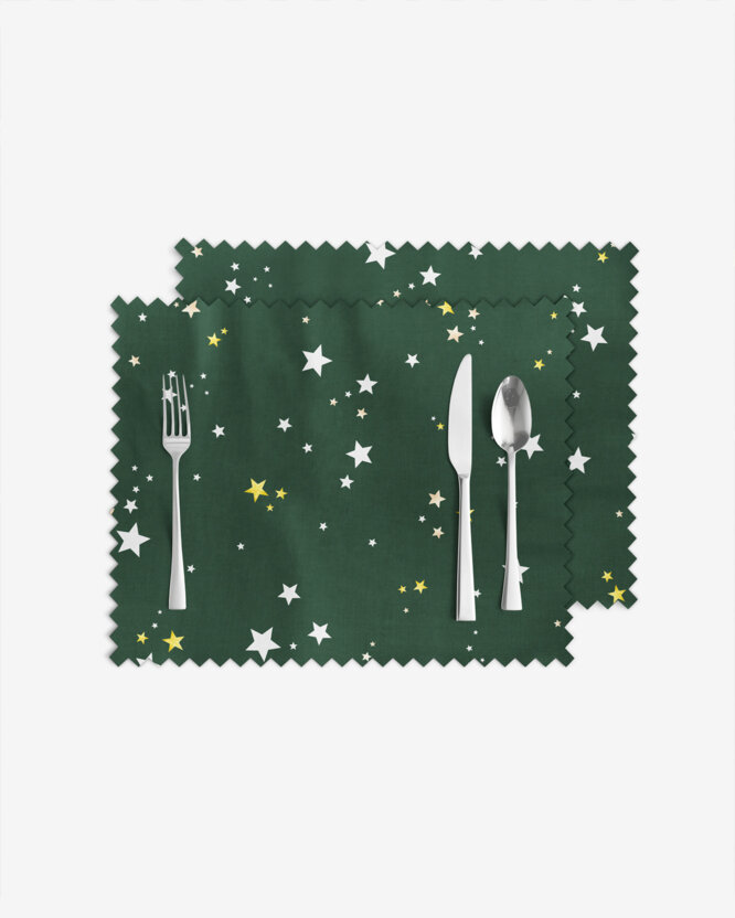 Weihnachtliches Teflon-Tischset - Sterne auf Grün - 2 Stück