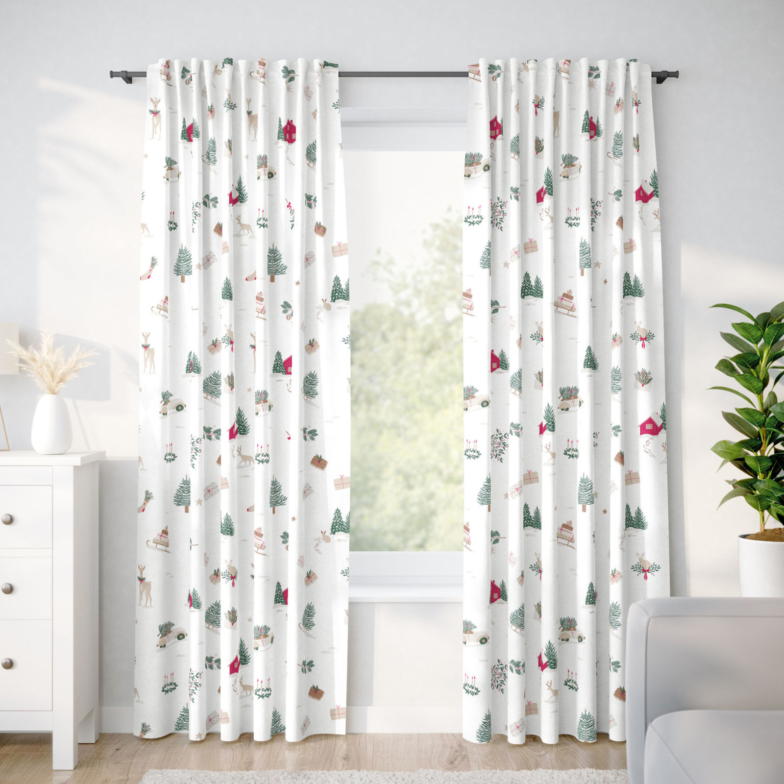 Weihnachtlicher Vorhang aus Baumwolle - Traditionelle Weihnachten