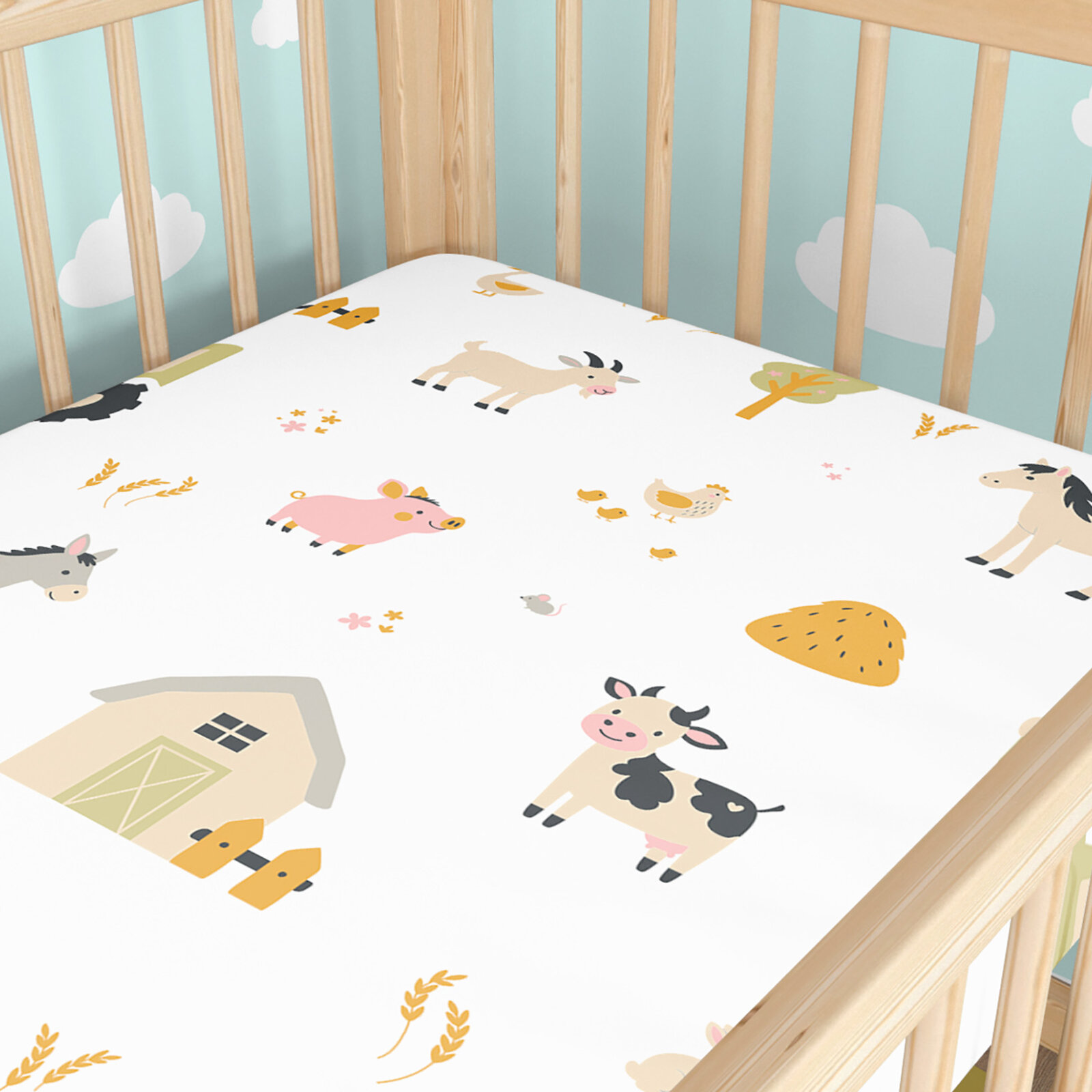 Spannbetttuch aus Baumwolle für Babybetten - Leben auf dem Bauernhof