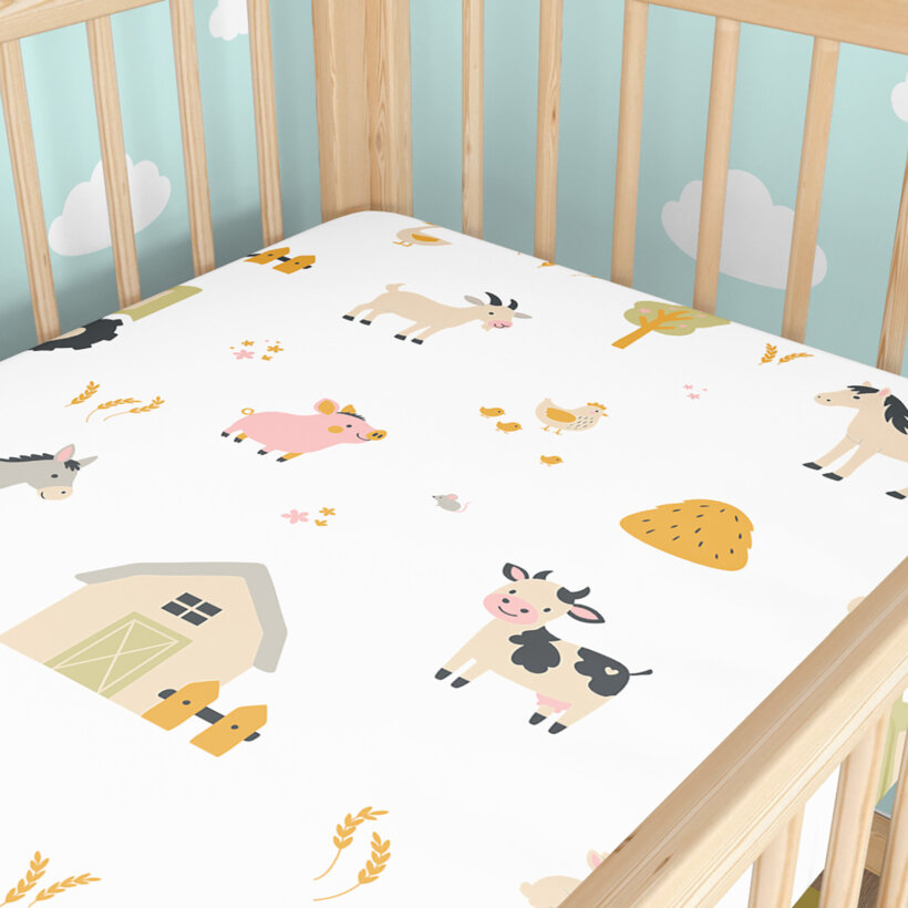 Spannbetttuch aus Baumwolle für Babybetten - Leben auf dem Bauernhof