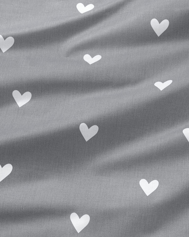 Baumwollstoff - Herzchen auf Grau