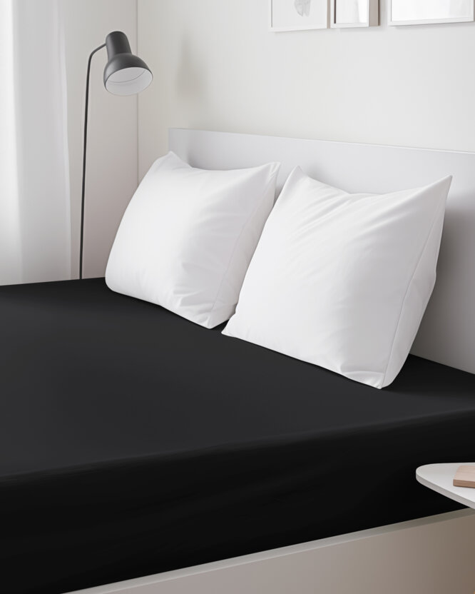 Spannbettlaken aus Baumwolle - schwarz