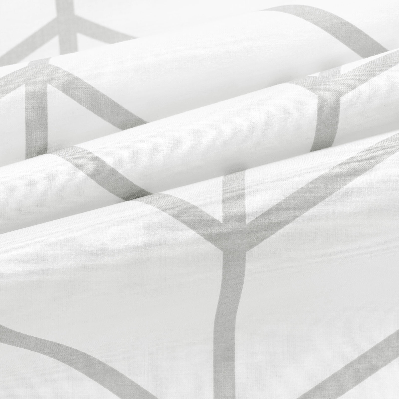 Vorhang aus Baumwolle - Grauer Zickzack auf Weiß