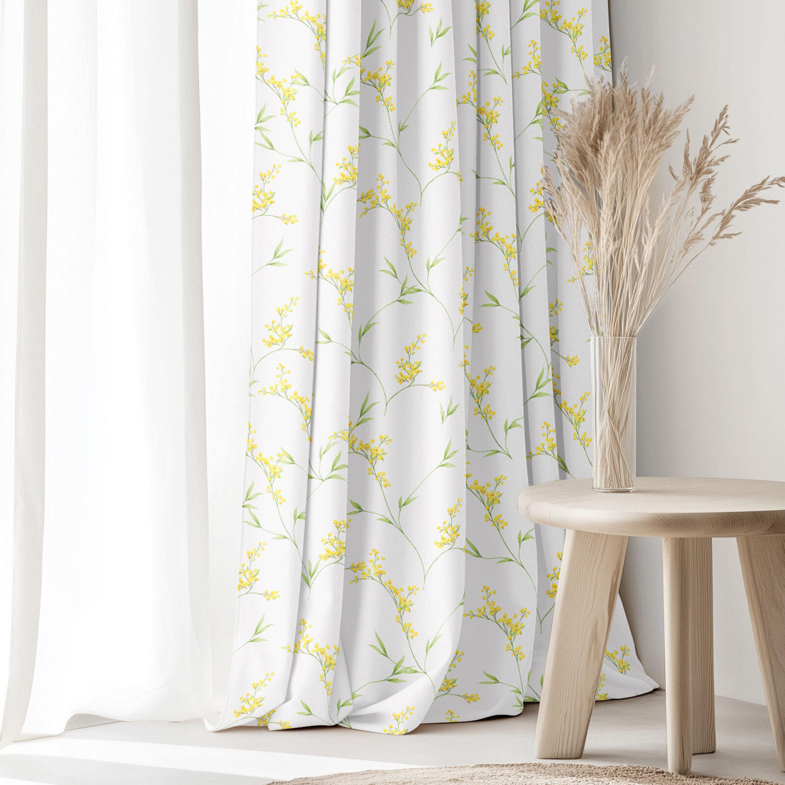 Dekorativer Vorhang – Mimosenblüten