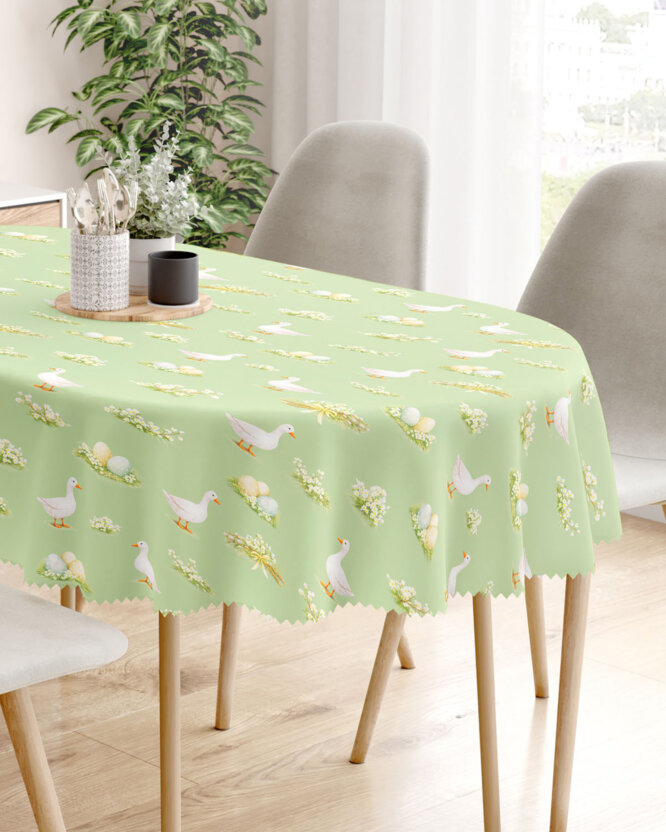 Ostern Ovale Tischdecke Teflon - Gänse und Ostereier