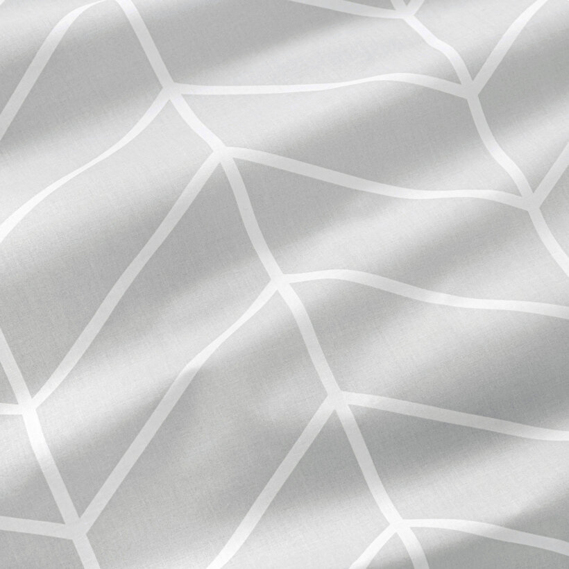 Spannbettlaken aus Baumwolle - Weißer Zickzack auf Grau