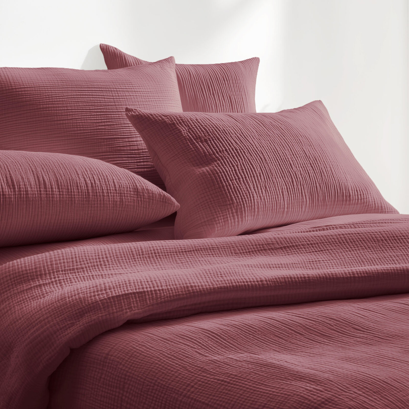 Musselin-Bettwäsche – burgunderrosa